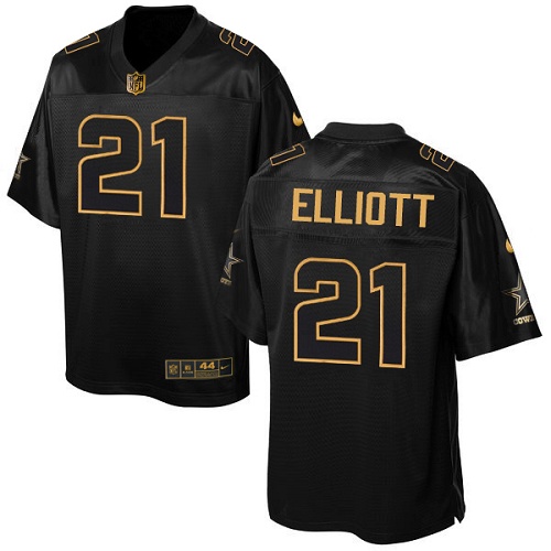 Men's Elite Ezekiel Elliott Nike Jersey Black - #21 Pro Line Gold Collection NFL Dallas Cowboys